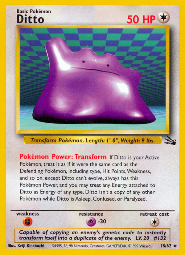 Check the actual price of your Ditto 18/62 Pokemon card